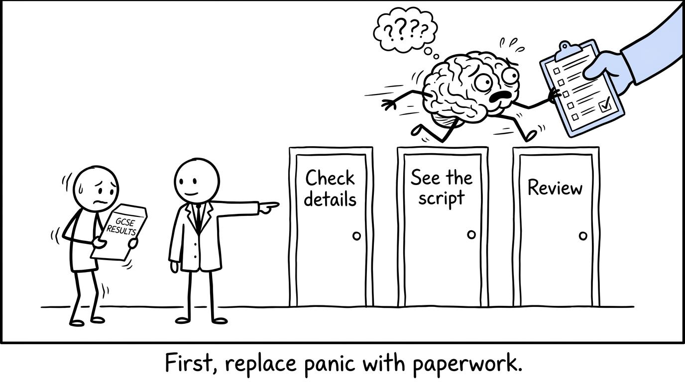 A student replacing results-day panic with a post-results checklist