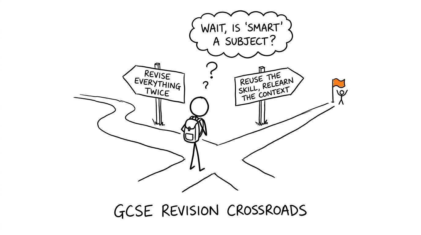 A student chooses the shorter revision path by reusing skills