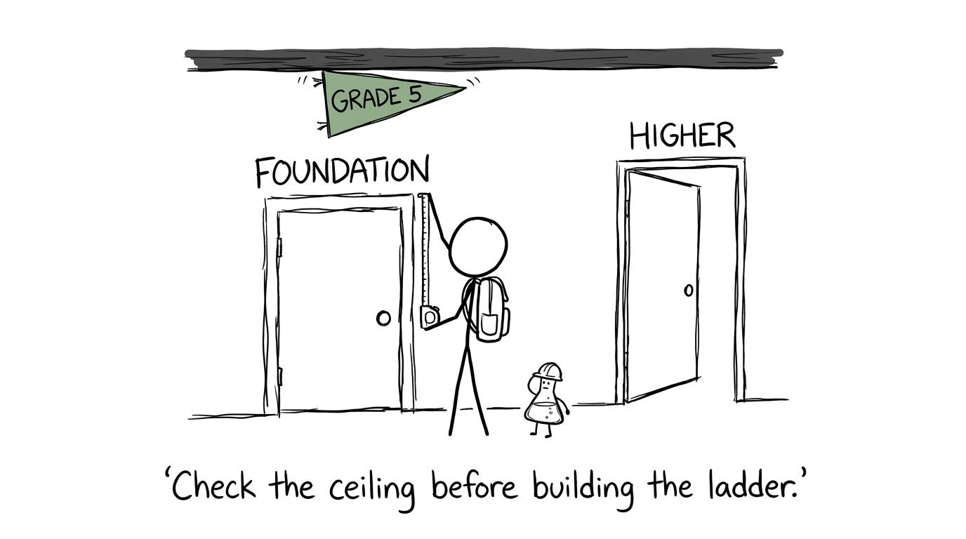 A student checking the grade ceiling before choosing a tier