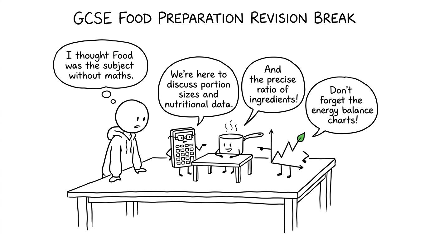 A calculator and saucepan hold a committee meeting