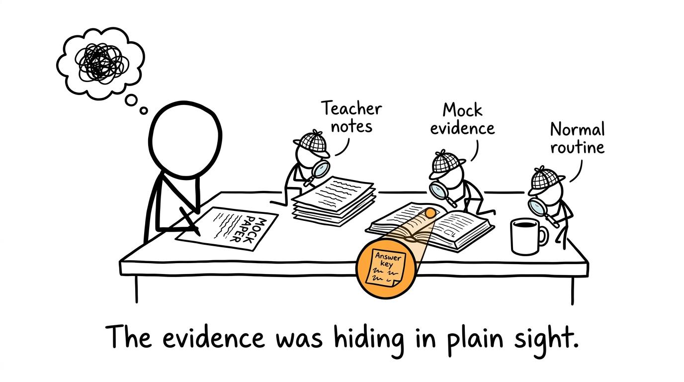 Teacher notes, mock evidence and normal routine investigating a practice paper