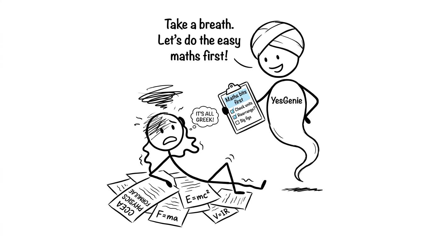 A stressed student gets a calm checklist from YesGenie