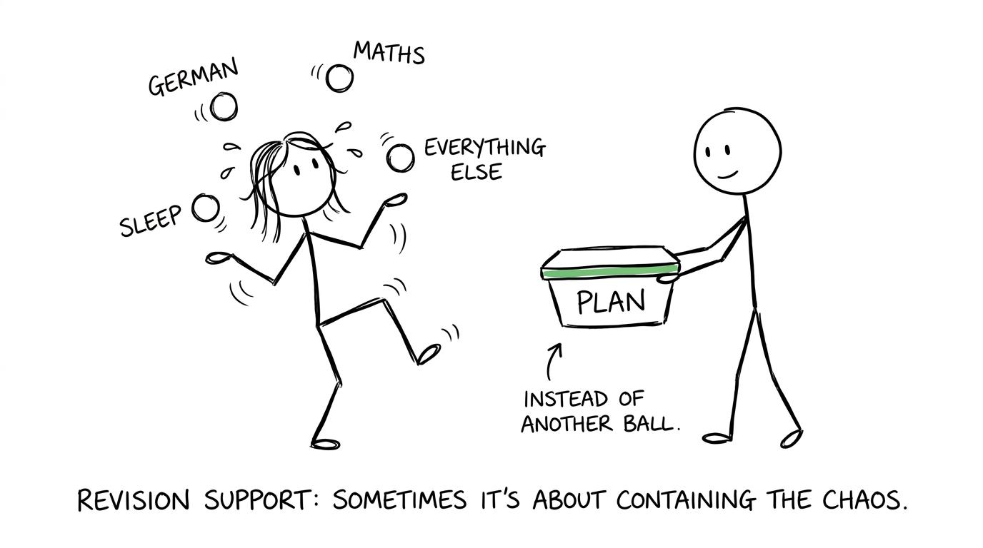 A parent offers a planning basket instead of another revision ball