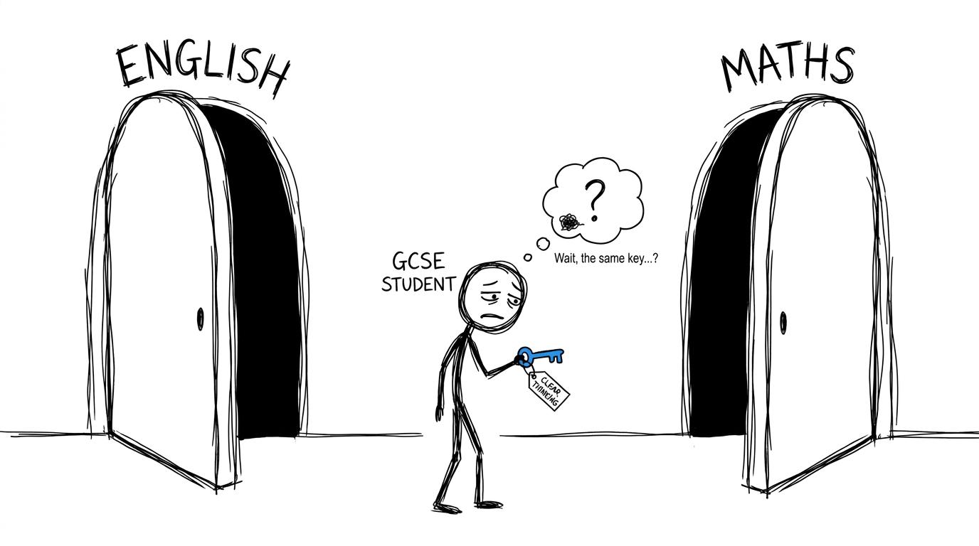 A student discovers that clear thinking opens both English and maths doors