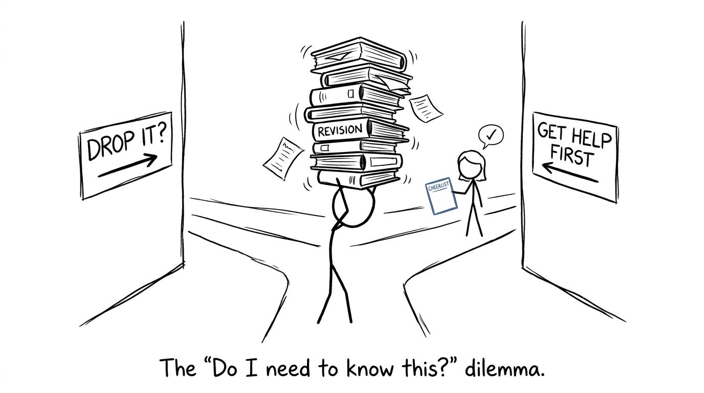 A GCSE student chooses between dropping a subject and getting help first