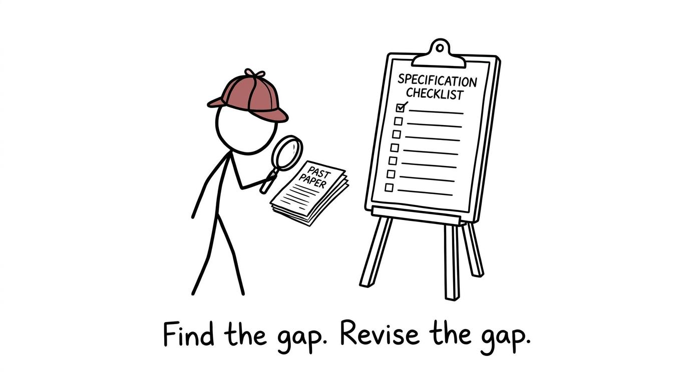 A revision detective compares a paper with the specification case file