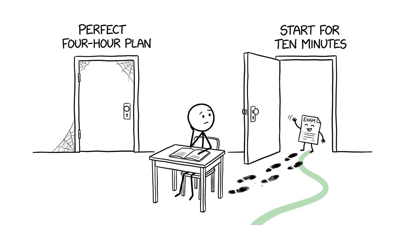 A well-used ten-minute revision door beside an abandoned perfect plan
