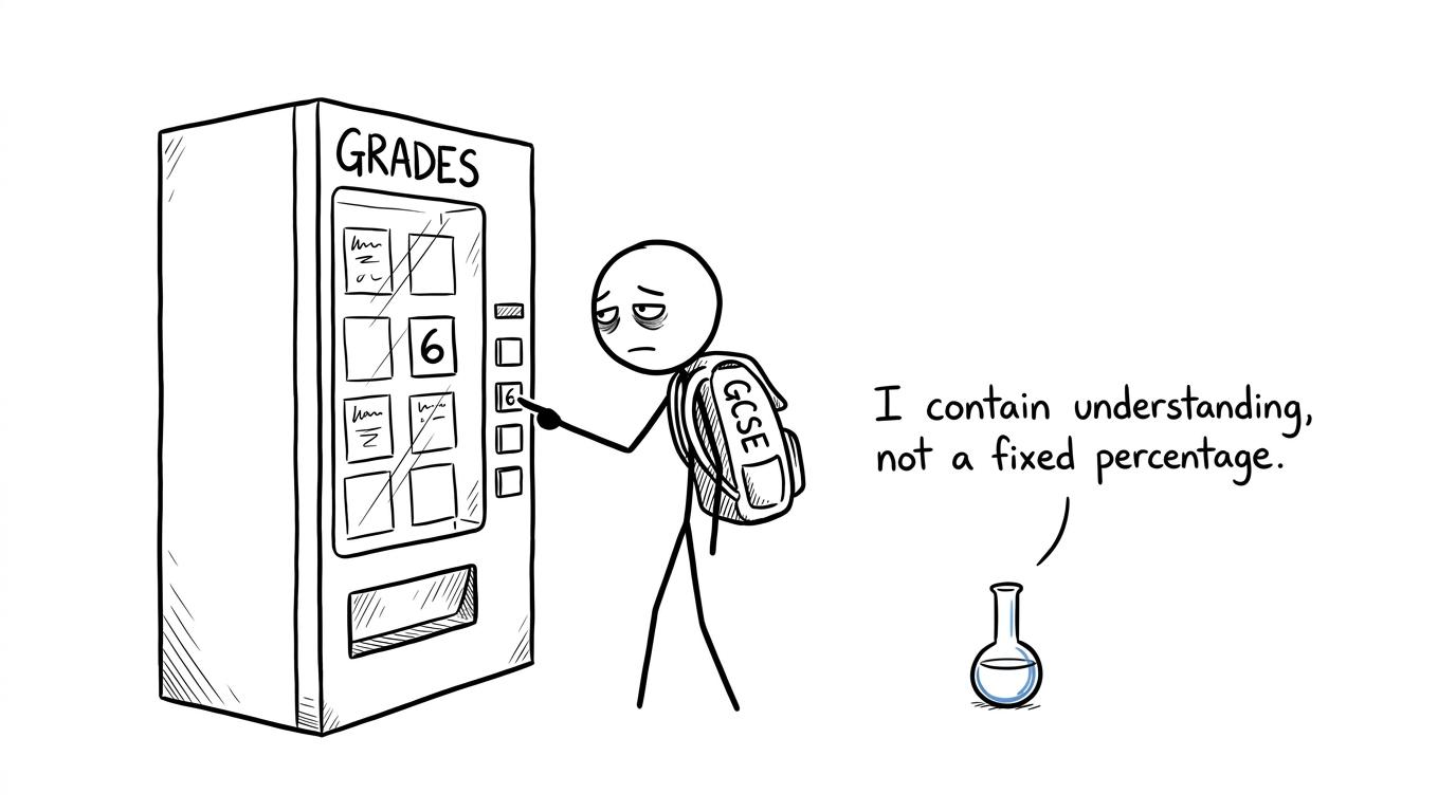 A student discovers that a grade represents understanding rather than a fixed percentage