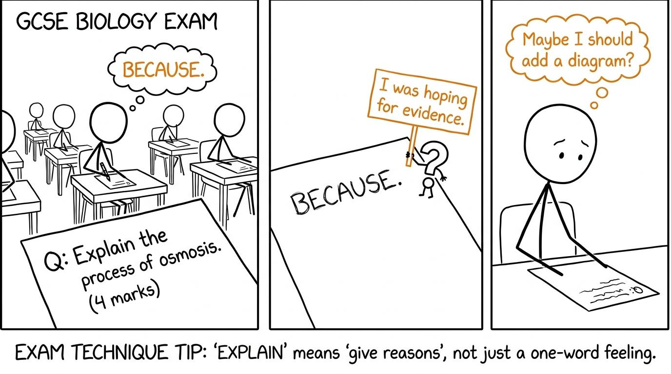 An exam question politely asks a student for evidence
