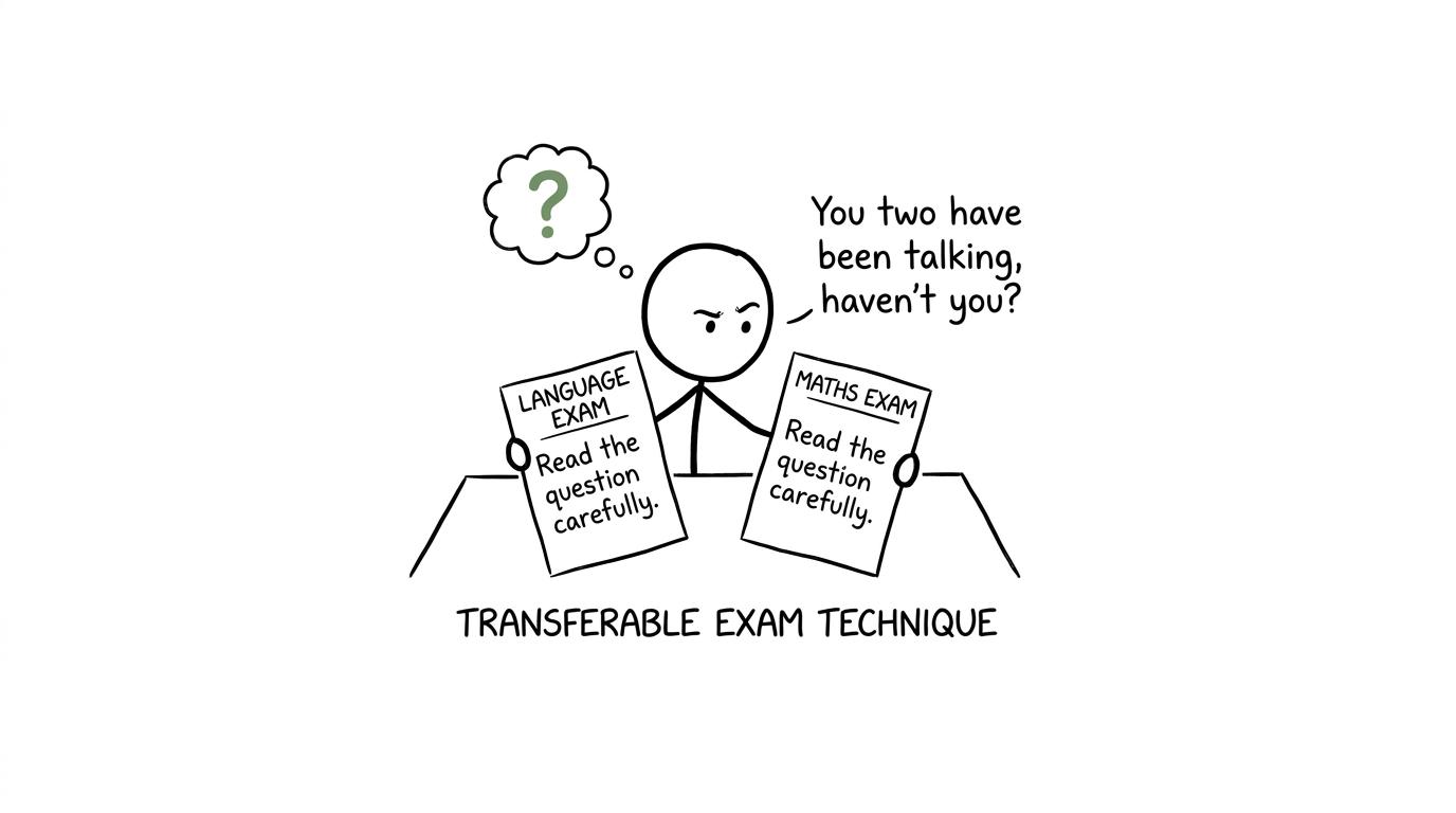Arabic and maths exam papers sharing the same advice