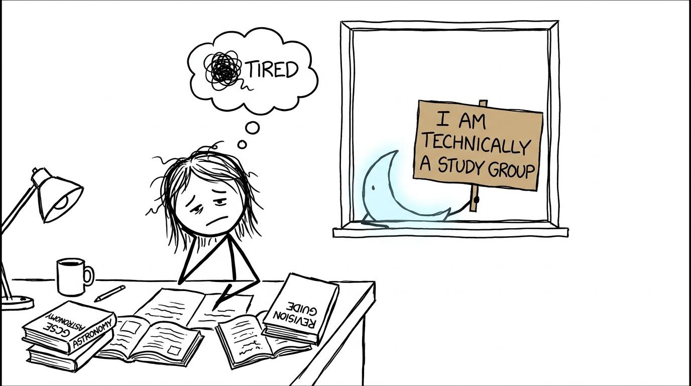 A GCSE student discovers that the Moon is a very quiet revision partner