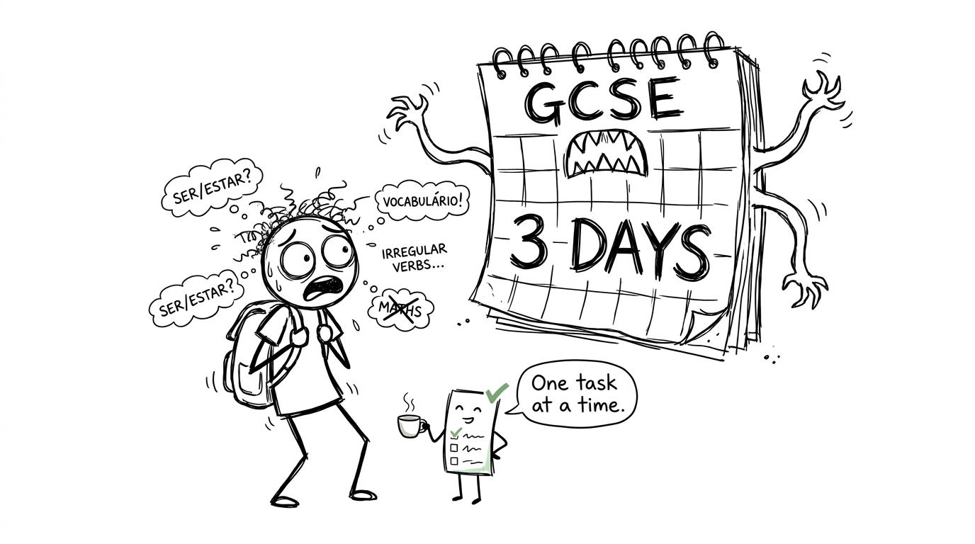 A calm checklist faces the three-day revision monster