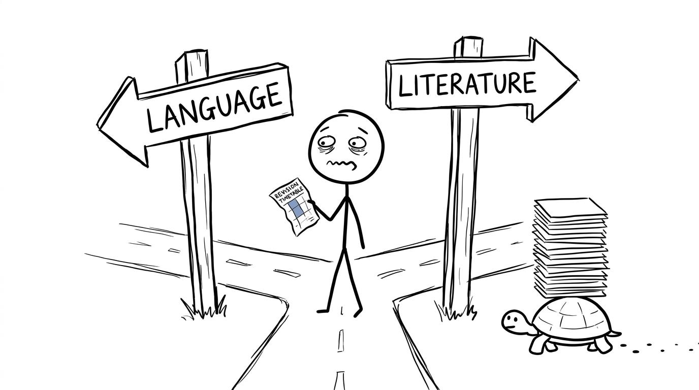 A student choosing between language and literature revision
