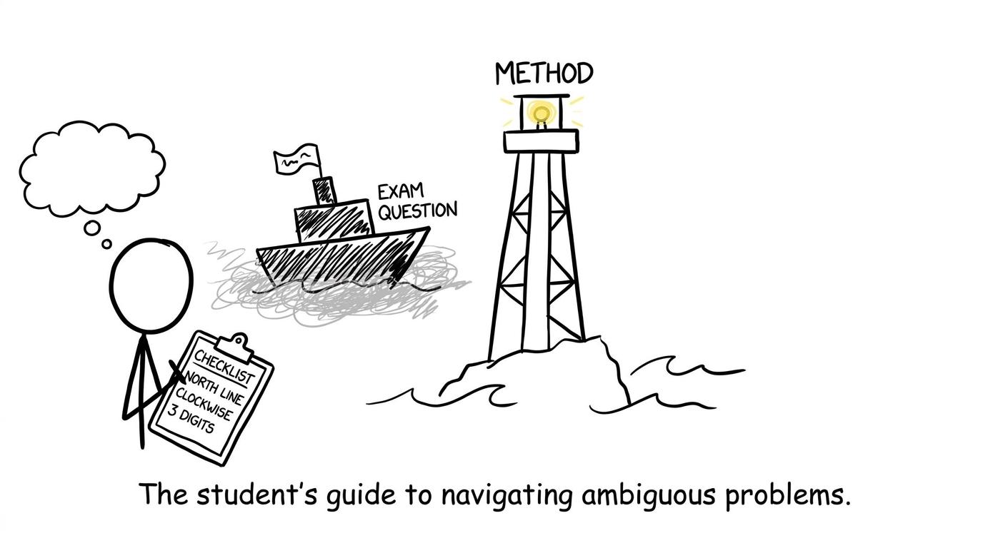 Ship labelled “Exam Question” heading for “Method” lighthouse