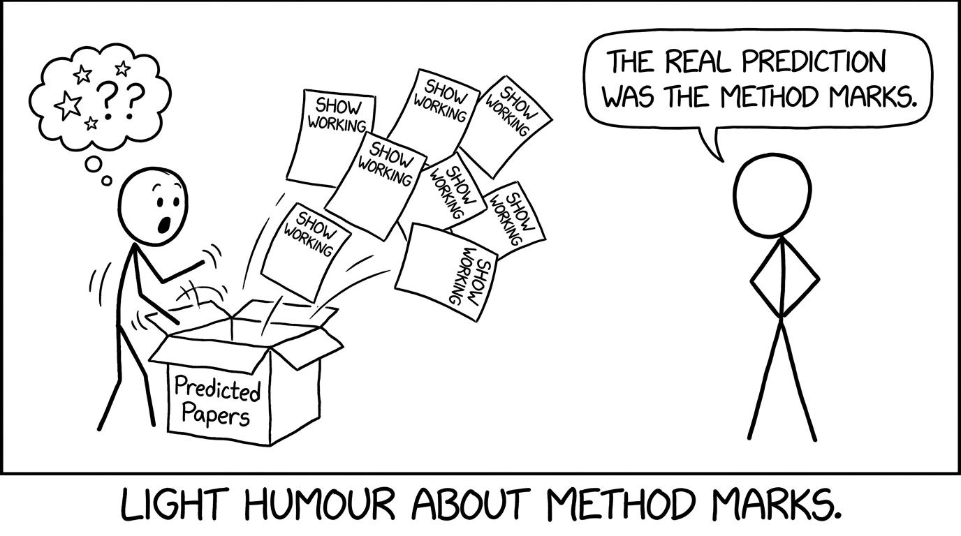 Predicted papers joke about method marks