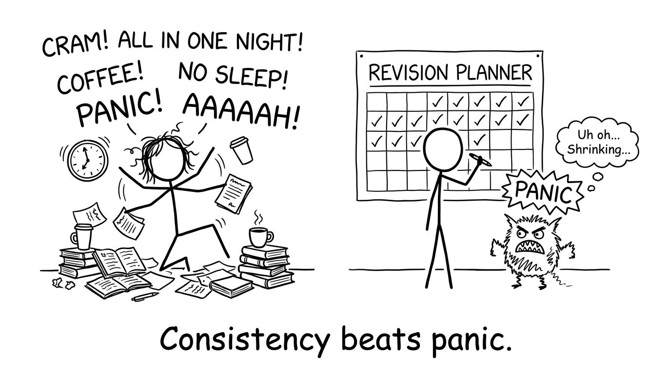 Revision planner shrinking the “Panic” monster