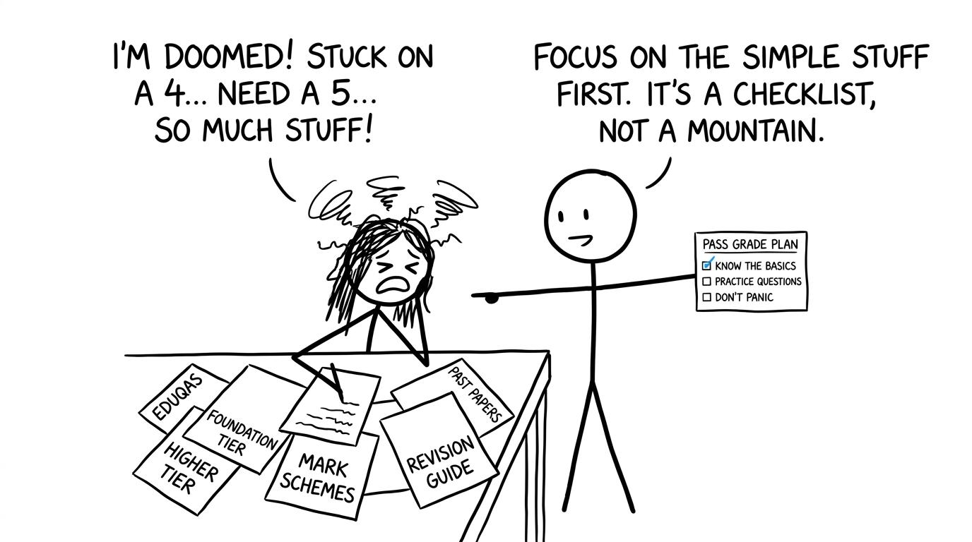 A GCSE pass-grade plan checklist comic