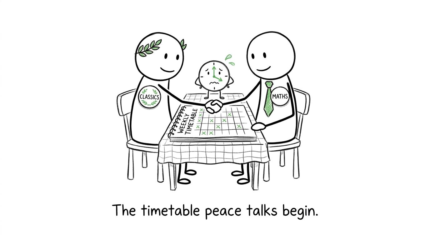 Classical Civilisation and maths negotiating over a revision timetable