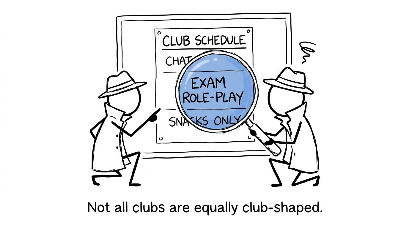 Students investigate which club activities genuinely resemble exam preparation