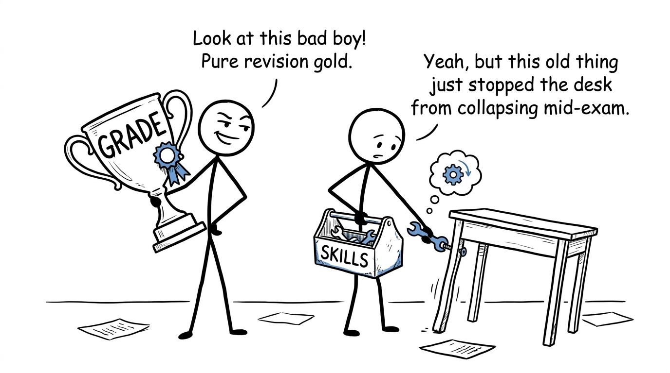 A grade trophy proves less useful than a toolbox of real skills