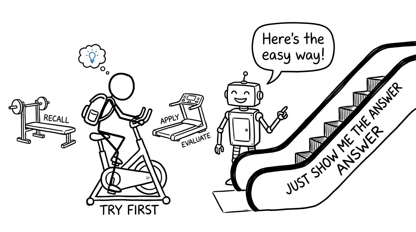 A student chooses the revision exercise bike instead of the answer escalator