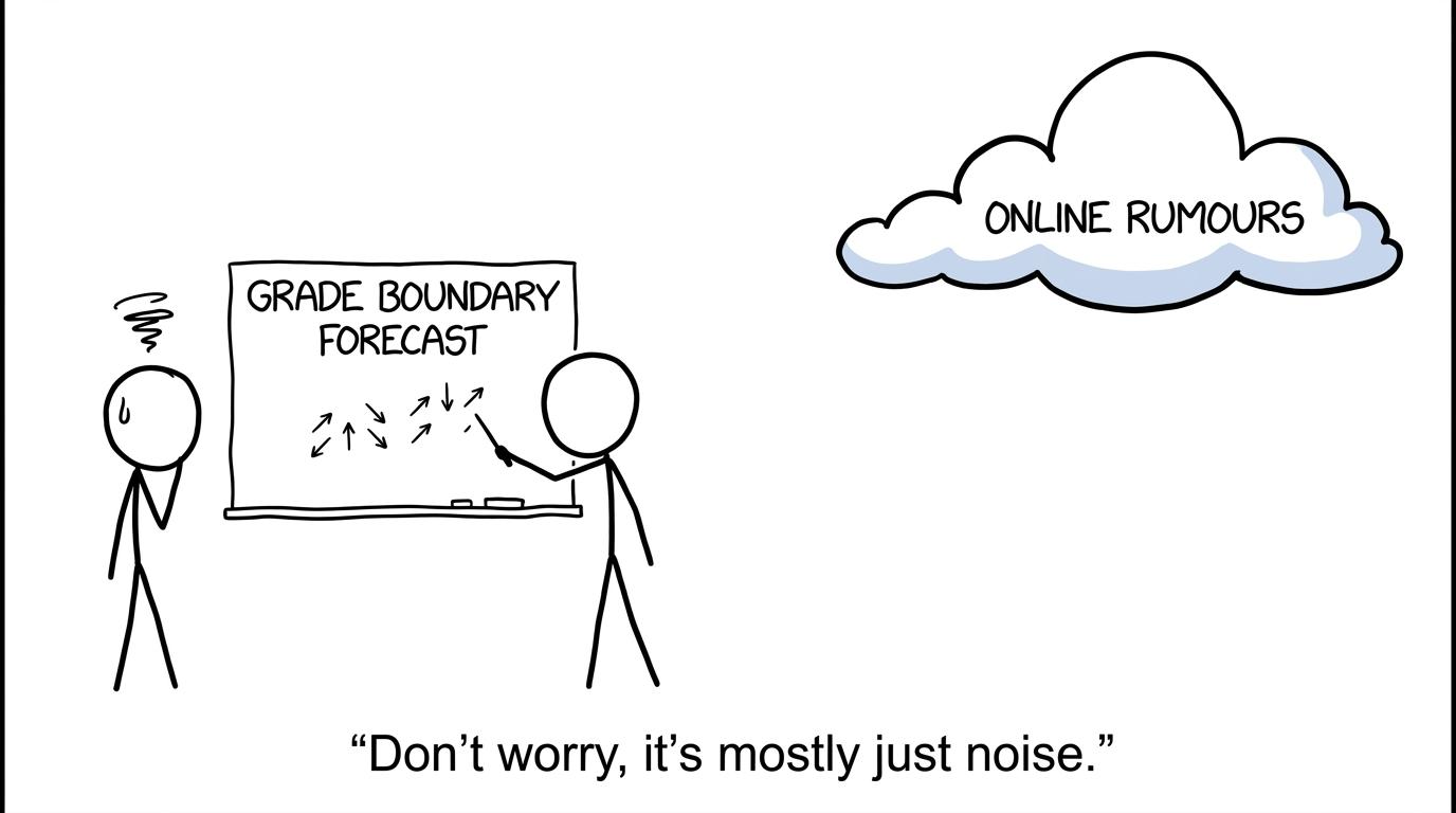 A student watches a dramatic grade boundary weather forecast