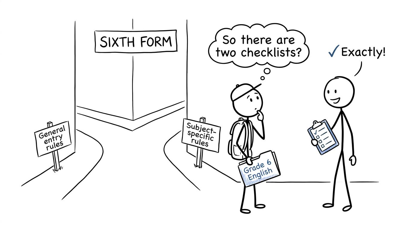 A student discovers that sixth form entry has two separate checklists