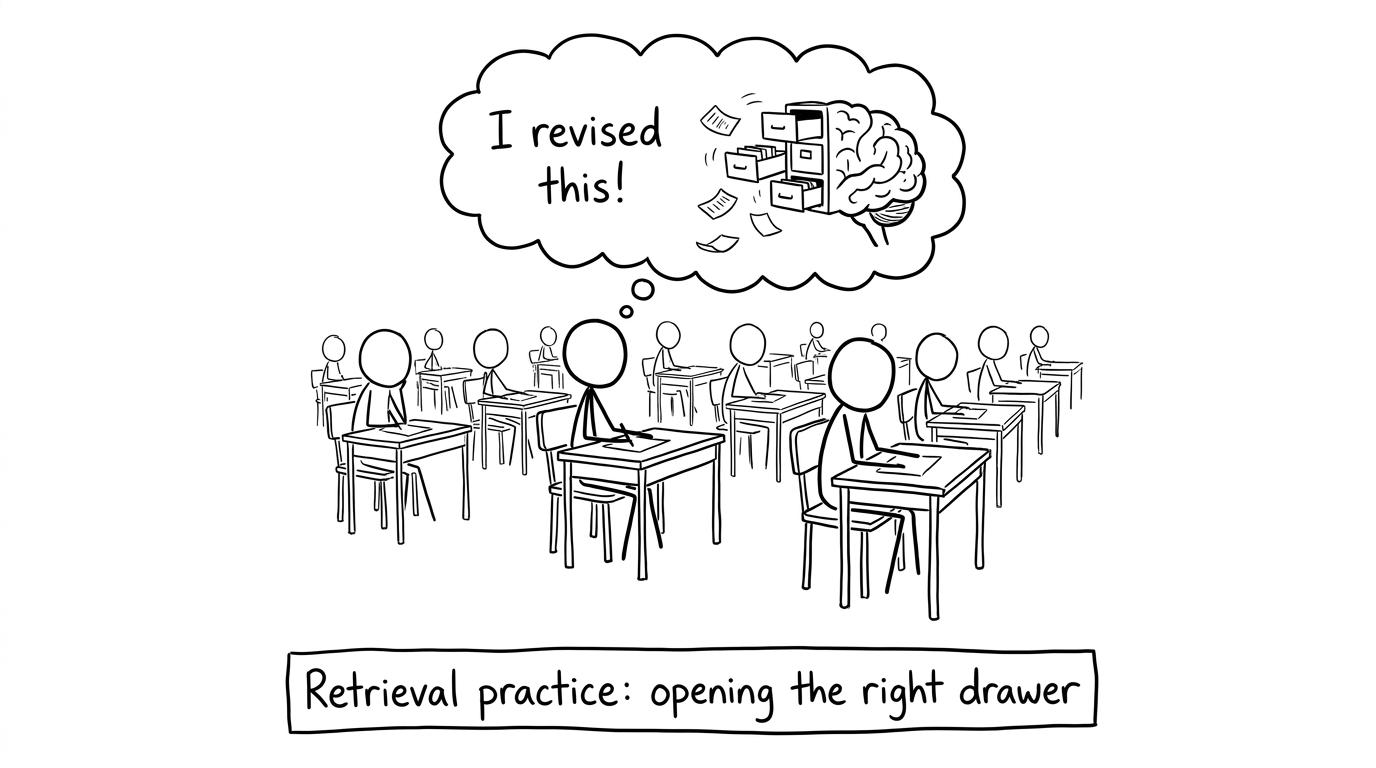 Brain filing cabinet during an exam