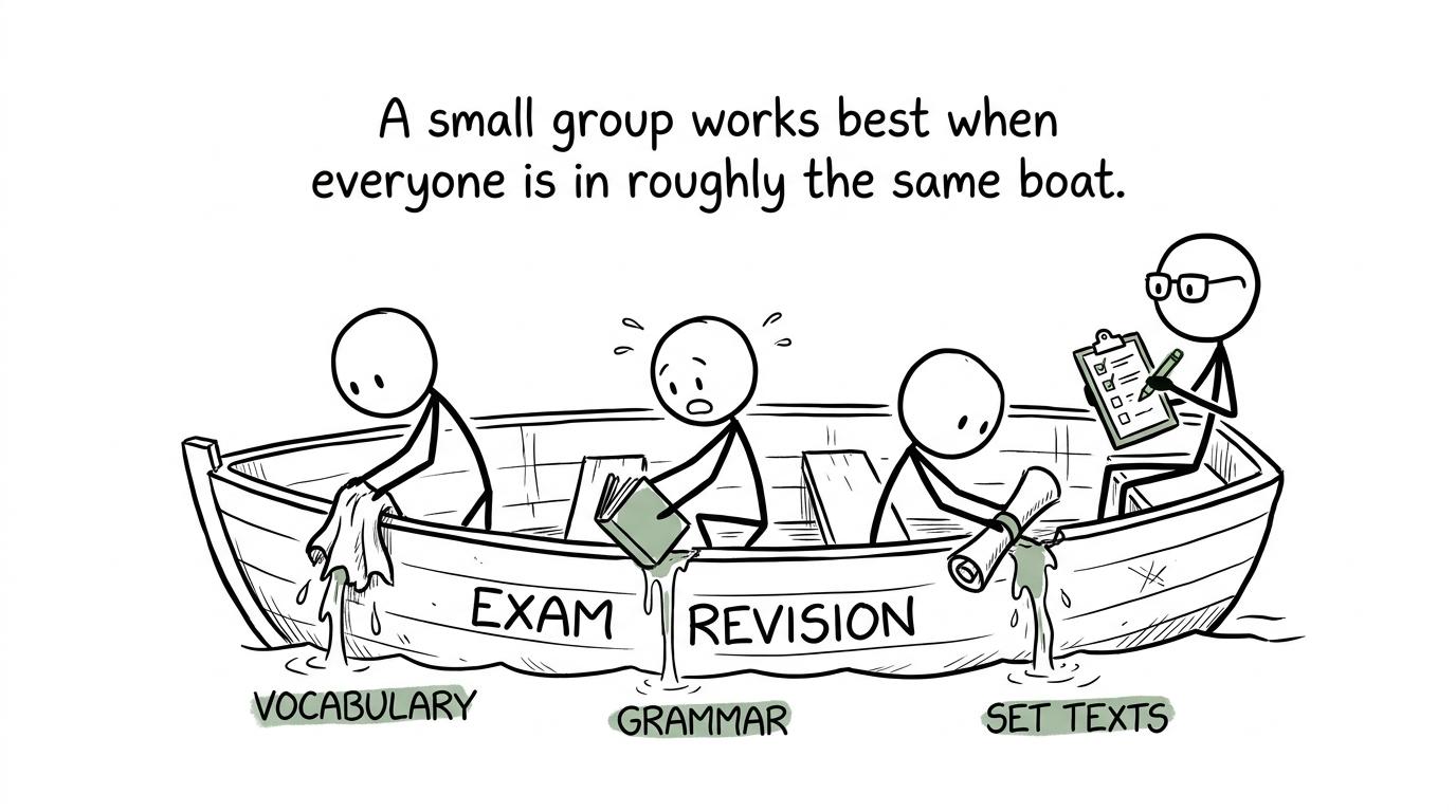 Students in a revision boat fixing different learning gaps