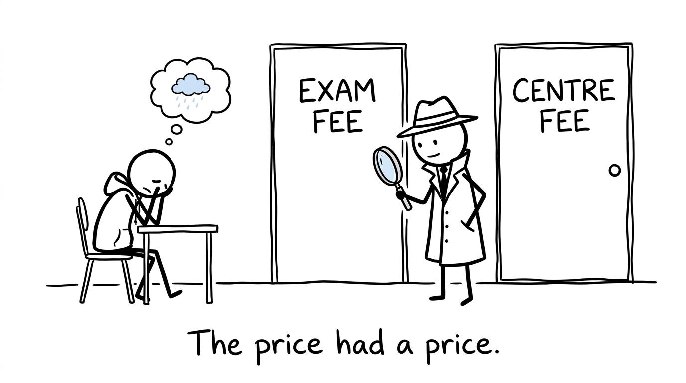 A calculator detective investigates separate exam and centre fees