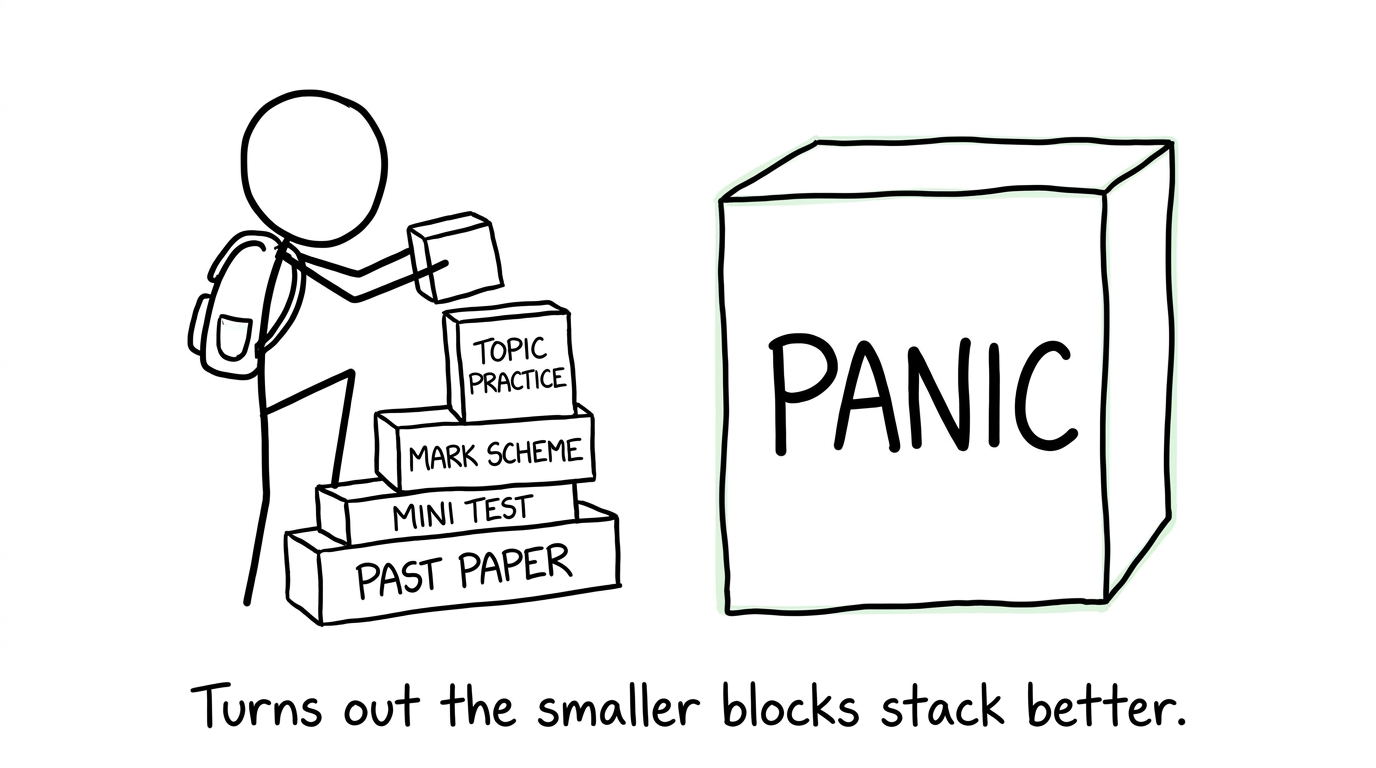 Small revision steps stack more effectively than one large block of panic