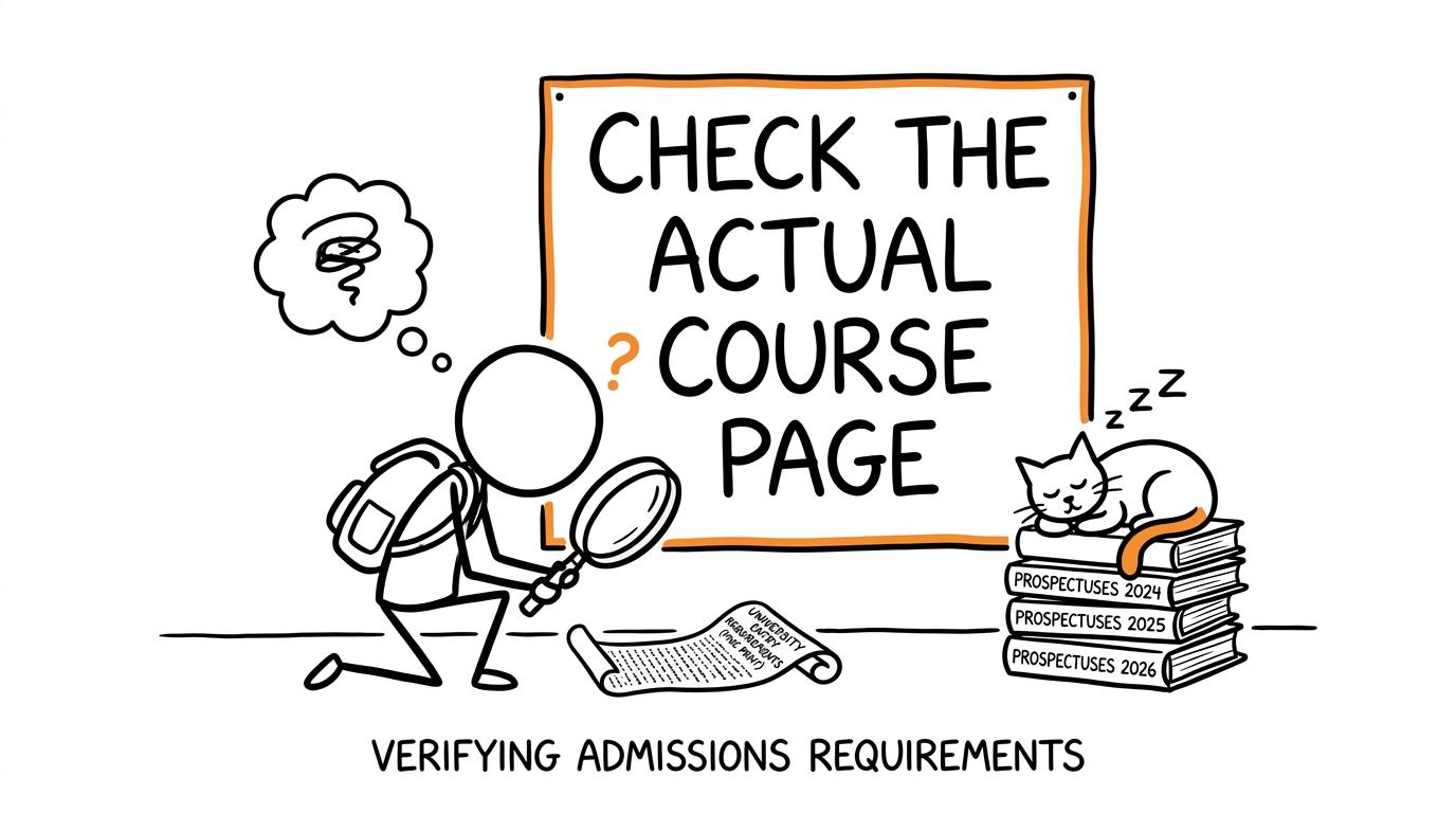 A student examines the small print while the obvious advice waits behind them