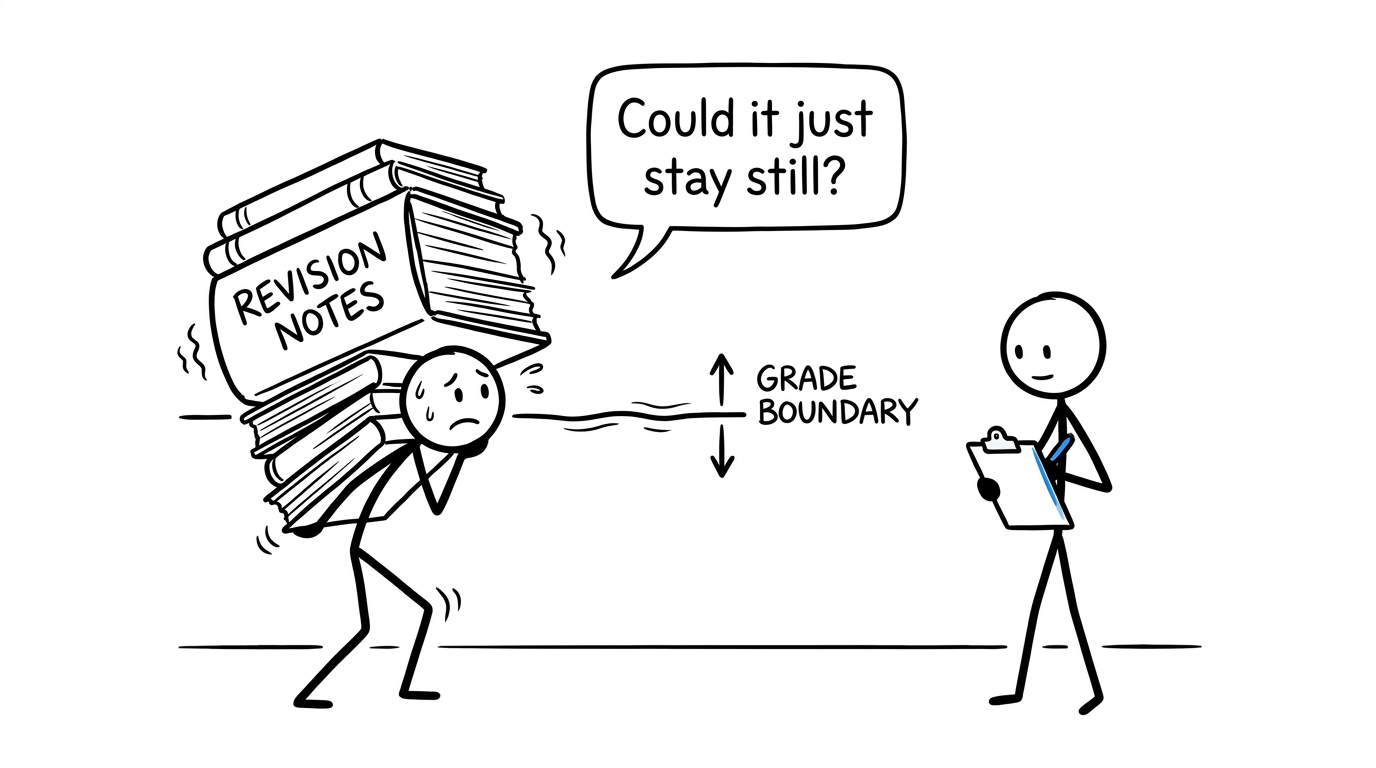 A student attempts to follow a moving grade boundary