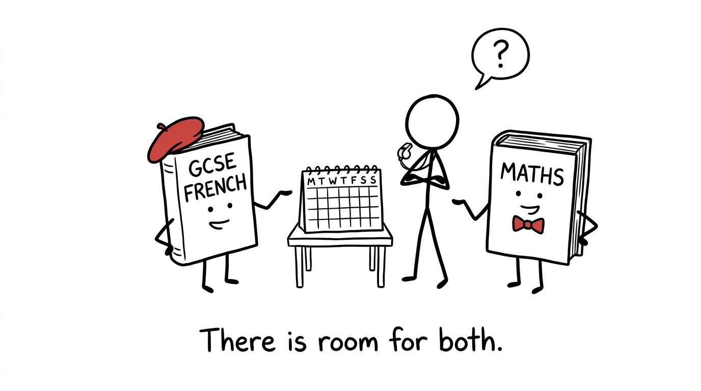 French and maths negotiate calmly over a weekly calendar