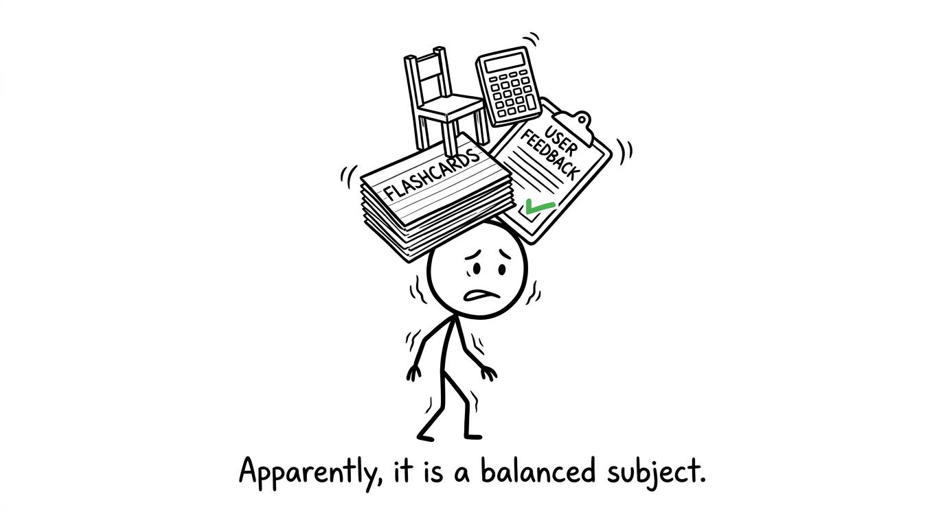 A student attempts to balance every part of Design and Technology revision