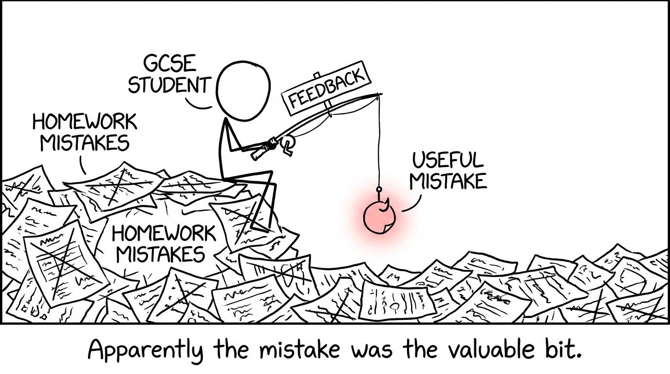 A student fishing one valuable mistake from completed worksheets