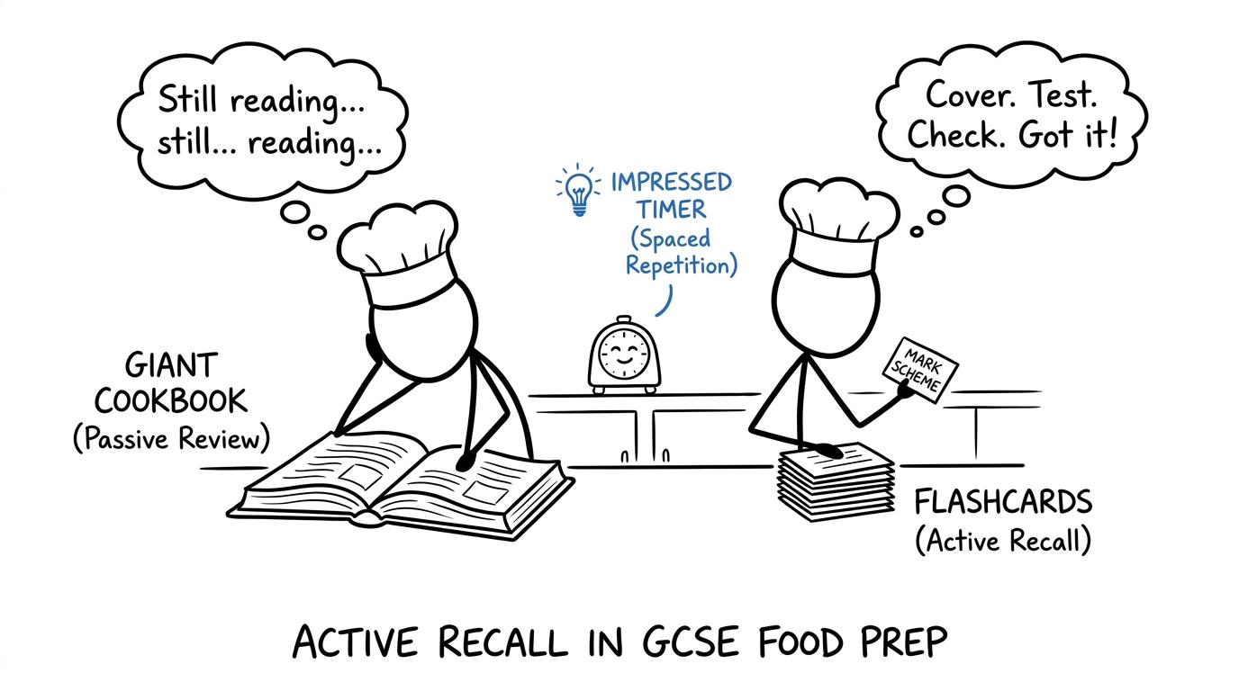 Two revision chefs compare passive reading with active self-testing