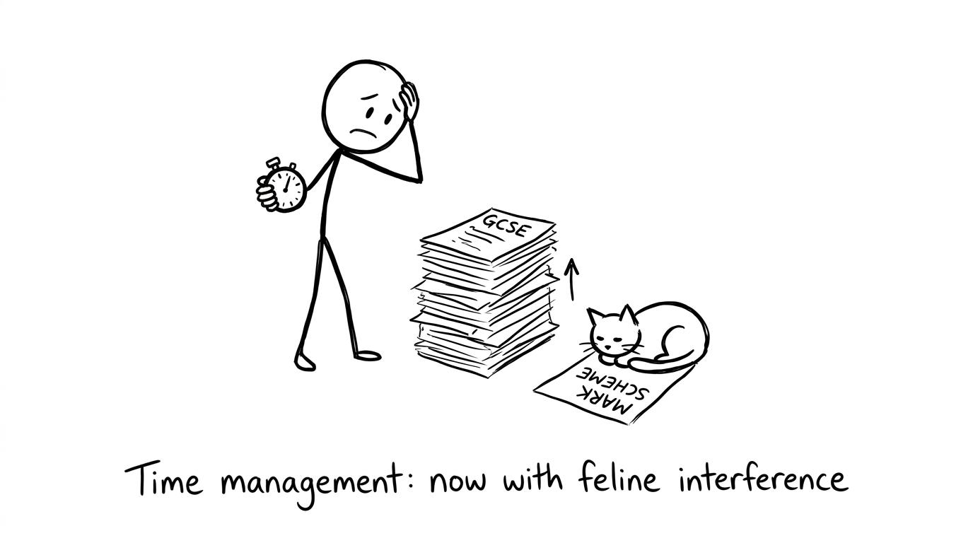 Time management with a cat on the mark scheme