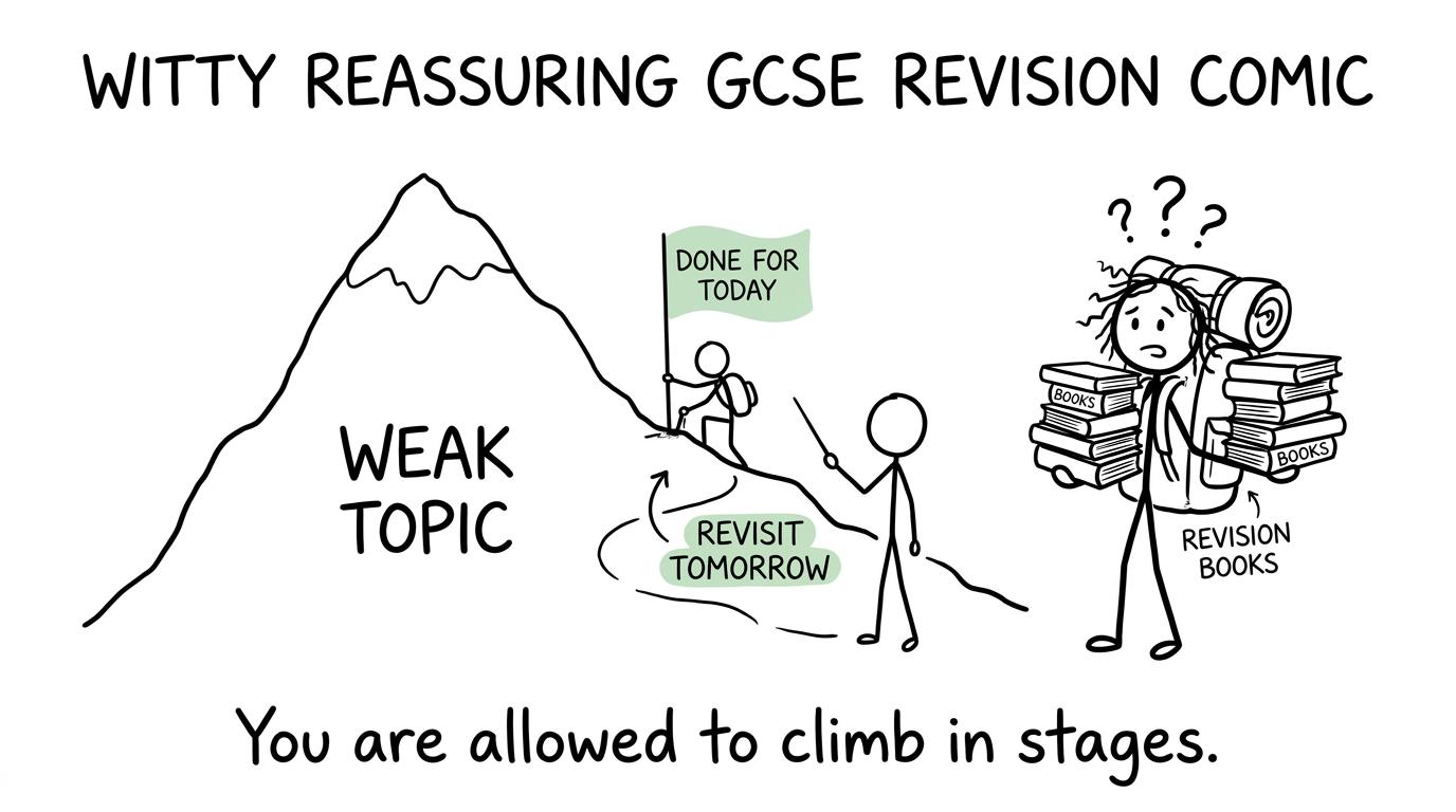 A student climbing the weak-topic mountain in manageable stages