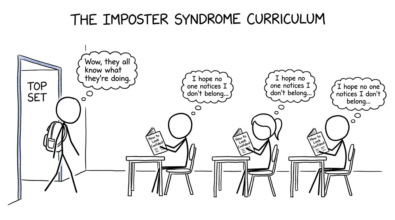 A top-set class in which every apparently confident student secretly has the same worried thoughts
