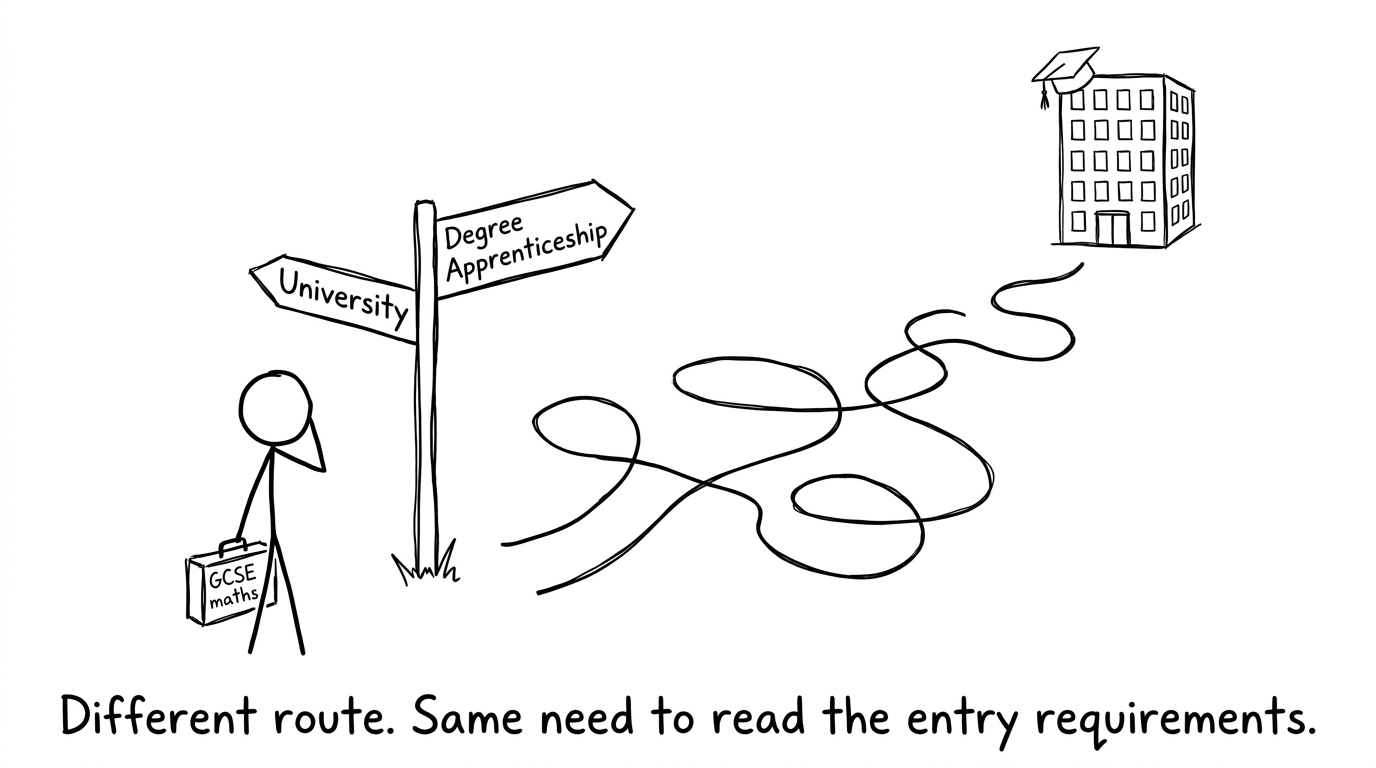Student choosing between university and a degree apprenticeship