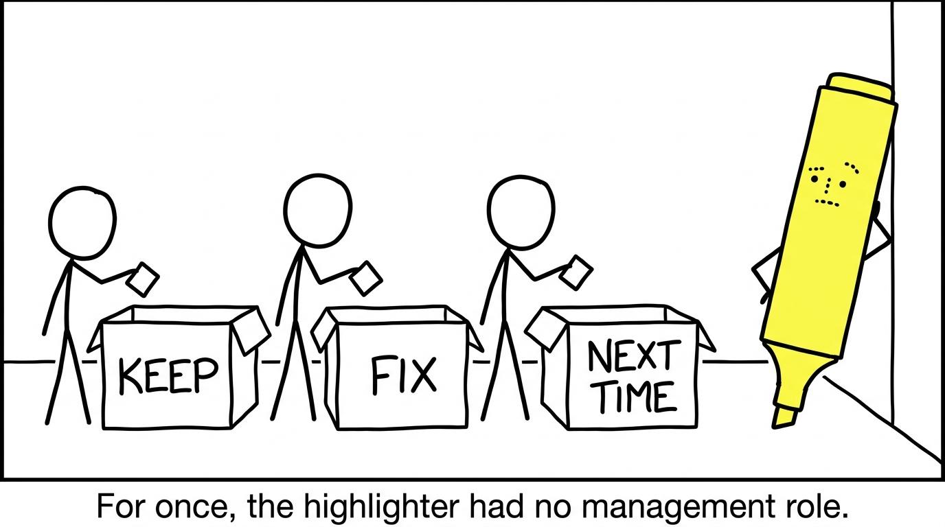 Students sort revision notes into keep, fix and next-time boxes