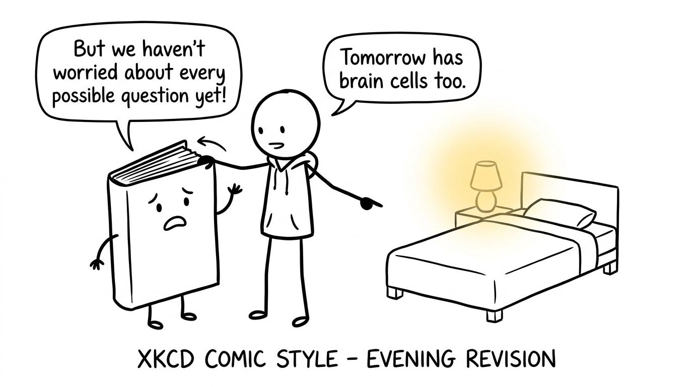 A student reminds an anxious revision book that tomorrow also has brain cells