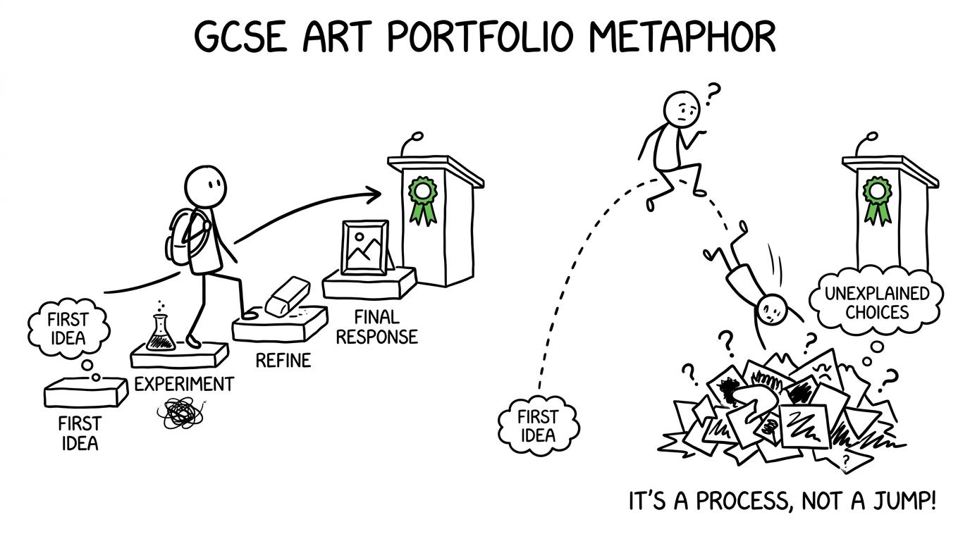 A creative journey works better as connected stepping stones than one desperate leap