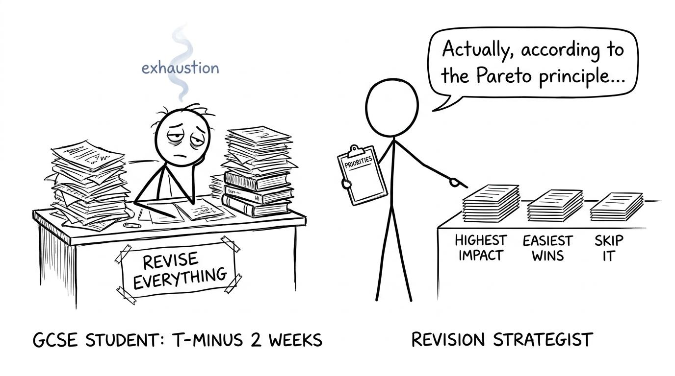 A student replaces a huge revise-everything pile with a calmer set of priorities
