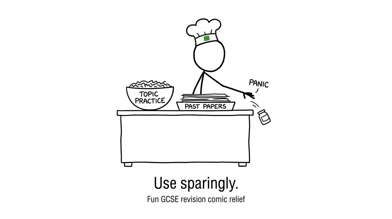 A student chef combines topic practice and past papers while pushing panic aside