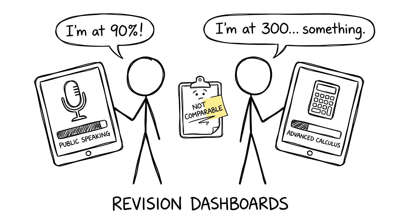 A revision clipboard discovers that different skills are not directly comparable