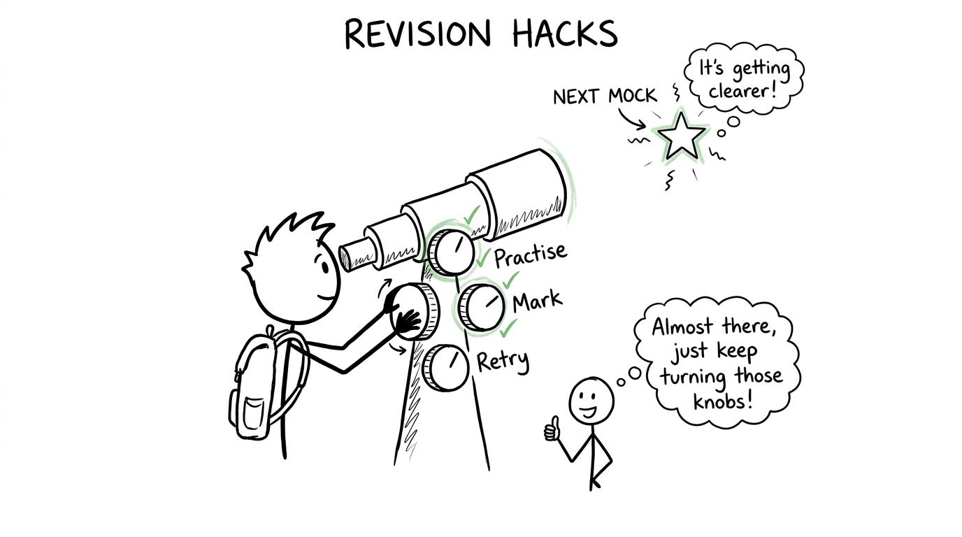 A student's next mock comes into focus after adjusting the practise, mark and retry controls