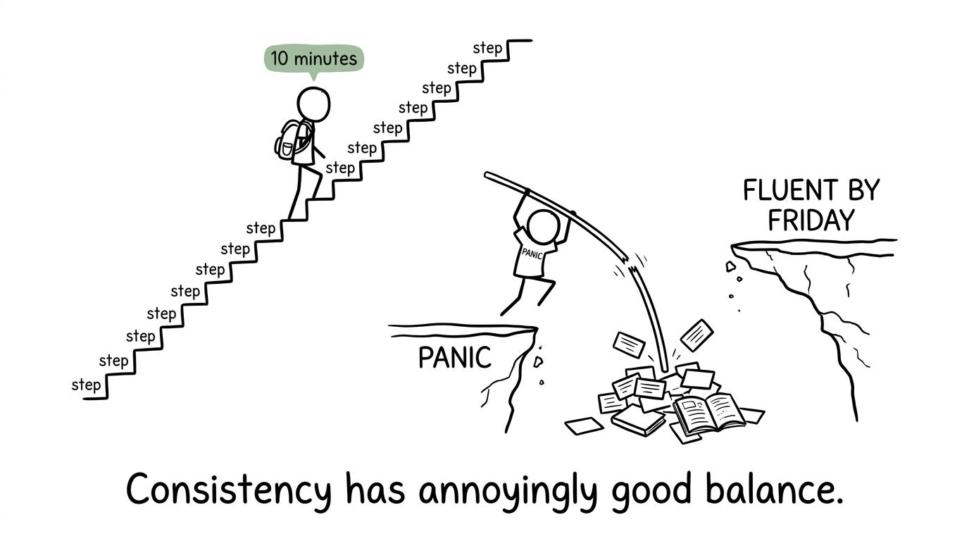Small daily revision steps beat a last-minute leap