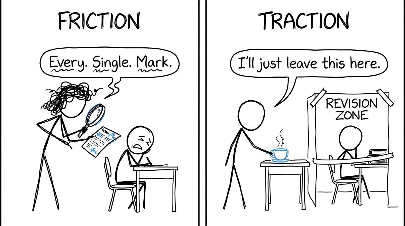 A hovering parent creates friction while quiet practical support creates traction